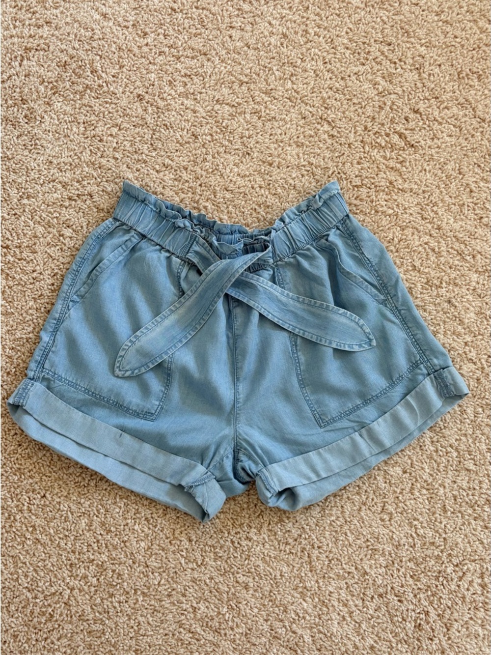 Aerie Light Blue Tie-Waist Shorts